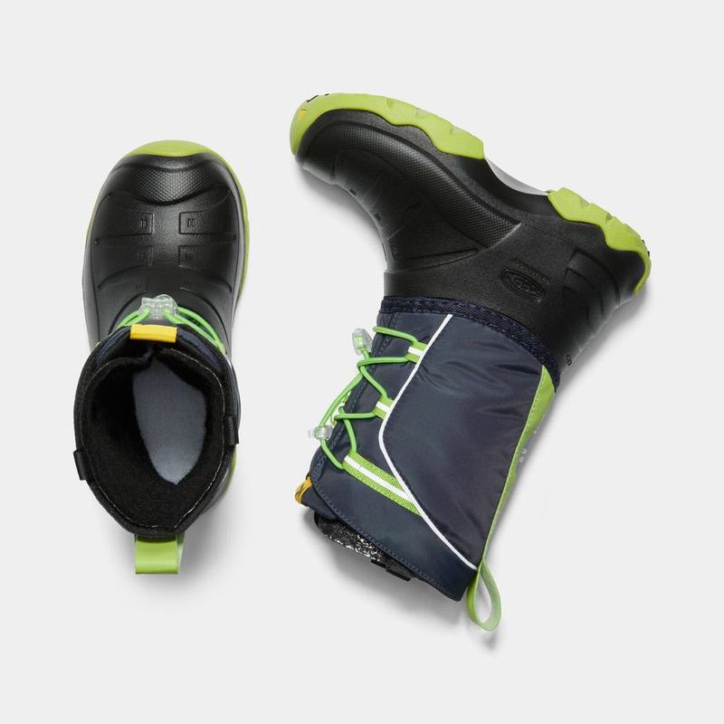 Keen Lumi Waterproof Winter Kids Snow Boots Navy/Black/Green Factory Outlet NZ (0513-IZMSY)